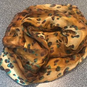 Poly leopard with teal 62” scarf